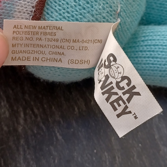 Dan Dee collectors choice Sock Monkey blue heart stripe sweater 9” Tall plush - Picture 9 of 11